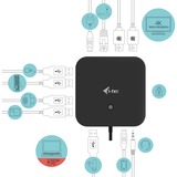 i-tec USB-C Dual Display Docking Station + Power Delivery 100 W Zwart, Incl. Universal Charger 112 W