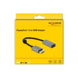 DeLOCK Actieve DisplayPort 1.4 > HDMI  adapter Grijs/zwart, 0,2 meter