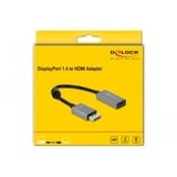 DeLOCK Actieve DisplayPort 1.4 naar HDMI  adapter Grijs/zwart