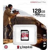 Kingston Canvas React Plus 128 GB SDXC geheugenkaart Zwart, UHS-II U3, Class 10, V90