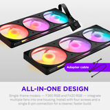 NZXT F420 RGB case fans Zwart, 3 stuks, 420 x 140 x 25 mm, PWM