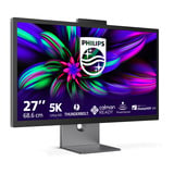Philips Brilliance 27E3U7903 27" 5K Ultra HD monitor Grijs, 1x HDMI, 2x USB-C, 2x USB-A, 2x Thunderbolt, 1x RJ-45, Webcam