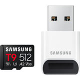 Samsung T9 microSD 512 GB geheugenkaart Zwart, UHS-I U3, Class 10, V30, incl. card reader