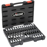 VIGOR Torx Ball-head schroevendraaier doppenset V7917 dopsleutel Zwart, 32-delig