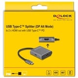 DeLOCK USB-C (DP Alt Mode) naar 2x HDMI splitter MST Grijs