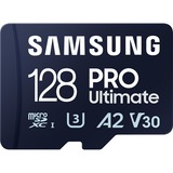SAMSUNG PRO Ultimate 128 GB microSDXC geheugenkaart Blauw, UHS-I U3, Class 3, V30, Incl. kaartlezer