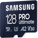 SAMSUNG PRO Ultimate 128 GB microSDXC geheugenkaart Blauw, UHS-I U3, Class 3, V30, Incl. kaartlezer