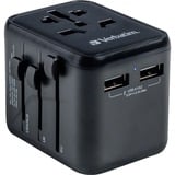 Verbatim Universele reisadapter UTA-01 reisstekker Zwart, 2x USB-A