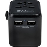 Verbatim Universele reisadapter UTA-01 reisstekker Zwart, 2x USB-A