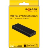 DeLOCK Externe USB-C Combo-behuizing voor M.2 NVMe PCIe of SATA SSD externe behuizing Zwart