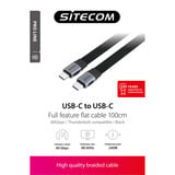 Sitecom USB-C Full Feature platte kabel Zwart, 1 meter