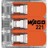 Wago Serie 221 COMPACT-verbindingsklemmen - 3x4 mm² Transparant/oranje, 50 stuks