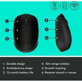 Logitech B170 muis Zwart, Draadloos