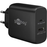 goobay 45W GaN USB-C PD Dual Fast Charger Zwart