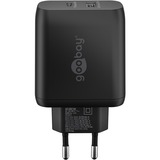 goobay 45W GaN USB-C PD Dual snellader Zwart, 1x USB-C, 1x USB-A