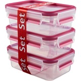 Emsa Clip & Close 3x vershoudbakje 0,55 L     roze doos Transparant/Framboos