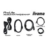 iiyama ProLite XCB3497WQSNPH-B1 34" Curved UltraWide monitor Zwart, 120 Hz, HDMI, DisplayPort, USB-C, LAN, FreeSync, Webcam