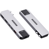 Sitecom 6-in-2 MacBook Pro Multiport Hub dockingstation Zilver