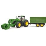 bruder John Deere 7R 350 met Frontlader en transportaanhanger Modelvoertuig 03155