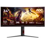AOC  34" Curved UltraWide gaming monitor Zwart (mat)