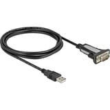 DeLOCK USB-A 2.0 > 1x RS-232 DB9 seriële adapter Zwart, 3 meter