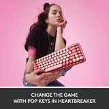 Logitech POP Keys - HEARTBREAKER, toetsenbord Lichtrood/wit, US lay-out, GX Brown, Bluetooth