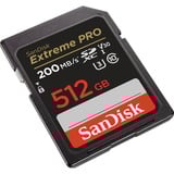SanDisk Extreme PRO 512 GB SDXC geheugenkaart Zwart, UHS-I, Class 10, U3, V30