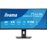iiyama ProLite XCB3497WQSNP-B1 34" Curved UltraWide monitor Zwart, HDMI, DisplayPort, USB-C, LAN, Adaptive Sync