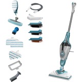 BLACK+DECKER BHSM1610DSM 1600W Steam-mop met SteaMitt, deltavoet en 15 accessoires stoomreiniger Wit/blauwgrijs