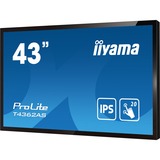 iiyama ProLite T4362AS-B1 43" 4K Ultra HD Public Display Zwart, 4K UHD, HDMI, USB, Touch, LAN