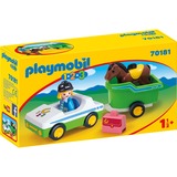 PLAYMOBIL 1.2.3 - Wagen met paardentrailer Constructiespeelgoed 70181