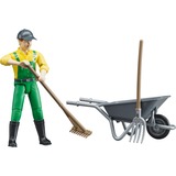 bruder bworld boer met kruiwagen en gereedschap Speelfiguur 62610