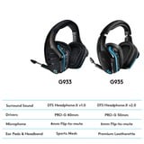 Logitech G935 Wireless 7.1 Surround Sound LIGHTSYNC over-ear gaming headset Zwart, Pc, PlayStation 4, Xbox One, Nintendo Switch