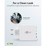 goobay 68W GaN USB-C PD Multiport snellader Wit, 2x USB-C, 2x USB-A