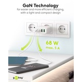 goobay 68W GaN USB-C PD Multiport snellader Wit, 2x USB-C, 2x USB-A