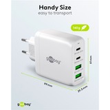 goobay 68W GaN USB-C PD Multiport snellader Wit, 2x USB-C, 2x USB-A