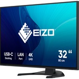 EIZO FlexScan EV3240X-BK 32" 4K Ultra HD monitor Zwart, 1x DisplayPort, 2x HDMI, 2x USB-C, 3x USB-A, 1x RJ-45