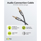 goobay Plus 3,5 mm stereo jack kabel Zwart/zilver, 5 meter