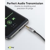 goobay Plus Audio 3,5 mm aux stereoverbindingskabel Zwart/zilver, 5 meter