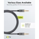 goobay Plus Audio 3,5 mm aux stereoverbindingskabel Zwart/zilver, 5 meter