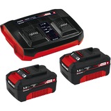 Einhell Power X Change 2x 3.0 Ah Starter-Kit & Twincharger Kit oplader Zwart/rood