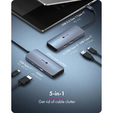 ICY BOX 5-in-1 Travel DockingStation met off-screen button Grijs
