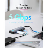 ICY BOX 5-in-1 Travel DockingStation met off-screen button Grijs