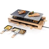 Bestron ARG300BW Raclette XL met natuurgrillsteen en grillplaat gourmetstel Zwart/houtkleur