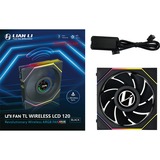 Lian Li UNI FAN TL 120 LCD Wireless Reverse Blade RGB case fan Zwart, 120 x 124 x 28 mm, PWM, 1x 9-pin USB