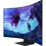 SAMSUNG Odyssey Ark G97NC 55" 4K UHD curved gaming monitor Zwart, 3x HDMI, DisplayPort, 2x USB-A, 2x USB-B, 2x USB-C, Wi-Fi 5, BT, RJ-45, 165 Hz