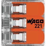 Wago Serie 221 COMPACT-verbindingsklemmen - 3x6 mm² Transparant/oranje, 30 stuks