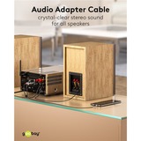 goobay Plus 3,5 mm jack naar 2x stereo RCA (Tulp) adapterkabel Zwart/zilver, 1 meter