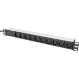 Digitus 19" contactdoosstrook C13 met aluminium profiel 1HE, 10-voudig Zwart/aluminium