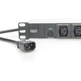 Digitus 19" contactdoosstrook C13 met aluminium profiel 1HE, 10-voudig Zwart/aluminium